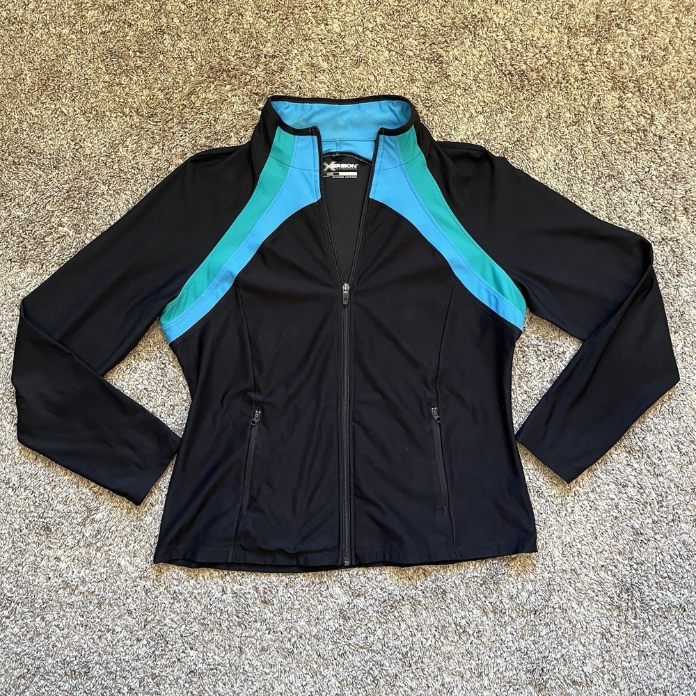 Xersion Active Top Women's Petite Large Black Long Sleeve 1/4 Zip Athletic